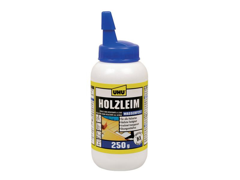 UHU Kleber Holzleim Wasserfest 250 g, Transparent, Geeignete Oberflächen: Holz, Packungsgrösse: 250 g, Inhaltsstoffe: Keine Angaben, Art: Kleber, Farbe: Transparent, Wasserfest