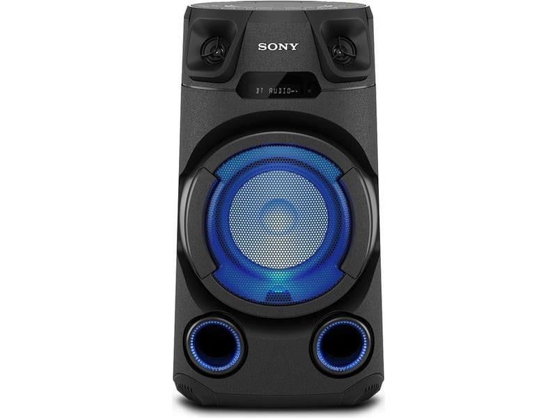 Sony Musik-System MHC-V13D Schwarz, Verbindungsmöglichkeiten: Bluetooth, Widerstandsfähigkeit: Kantenschutz, Stromversorgung: Netzbetrieb, Farbe: Schwarz, Ausstattung: DAB+, LED-Beleuchtung, App-kompatibel, CD, USB, Sleep-Timer, FM Radio, Equalizer, Kap