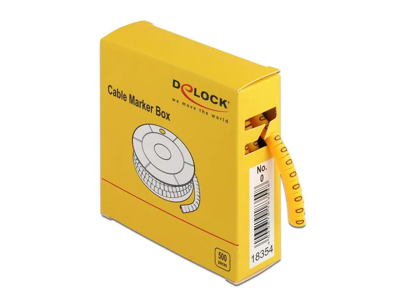 Delock Kabelkennzeichnung Nr. 0, gelb 500 Stück, Produkttyp: Kabelbeschriftung, Ausstattung Kabelmanagement: Befestigungsclip, Verpackungseinheit: 500 Stück, Material: PVC, Farbe: Gelb