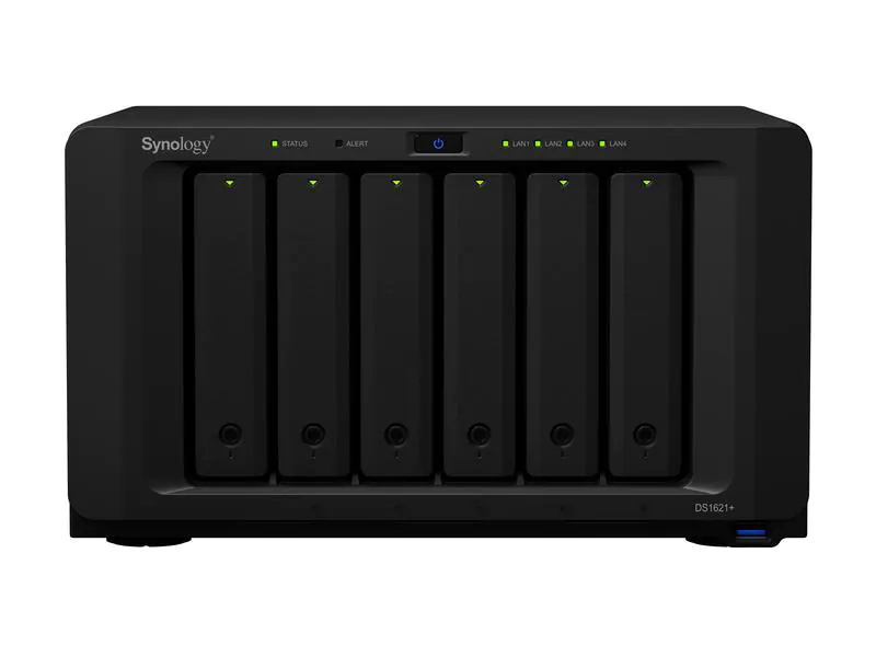 Synology NAS DS1621+ 6-bay NAS, Anzahl Laufwerkschächte: 6, Schacht abschliessbar: Nein, Speicherkapazität: 0 TB, Arbeitsspeicher erweiterbar: Ja, Schnittstellen: eSATA, Type-A USB 3.1 Gen 2, RAID: Ja