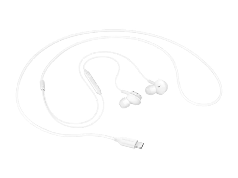 Samsung USB Type-C In-Ear-Kopfhörer EO-IC100, Verbindungsmöglichkeiten: USB Typ-C, Farbe: Weiss, Impedanz: 32 ?, Kopfhörer Trageform: In-Ear, Kopfhörer Bauform: Halboffen, Einsatzbereich: Lifestyle, Kopfhörer Ausstattung: Inline-Fernbedienung; Anruf-