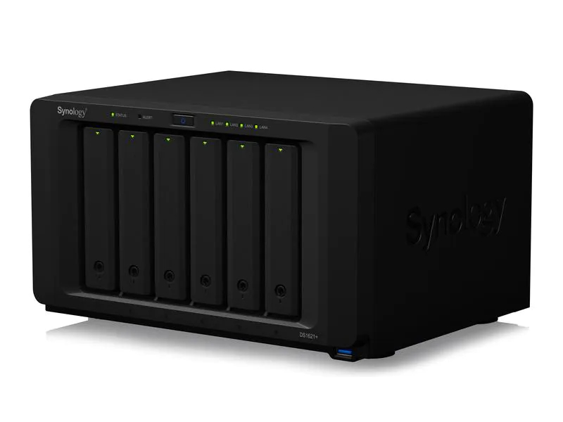 Synology NAS DS1621+ 6-bay NAS, Anzahl Laufwerkschächte: 6, Schacht abschliessbar: Nein, Speicherkapazität: 0 TB, Arbeitsspeicher erweiterbar: Ja, Schnittstellen: eSATA, Type-A USB 3.1 Gen 2, RAID: Ja