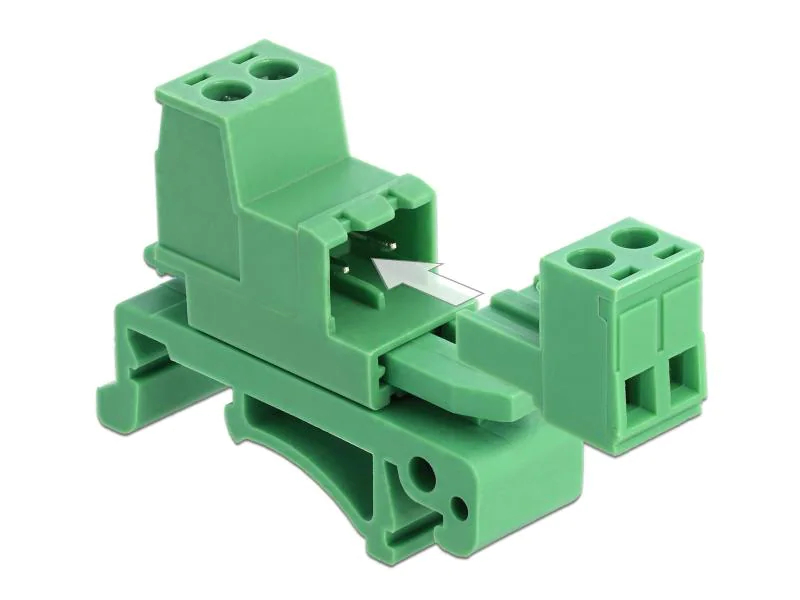 Delock Terminalblock 2 Pin, 5,08mm Rastermass gewinkelt, Zubehörtyp: Terminalblock, Verpackungseinheit: 1 Stück