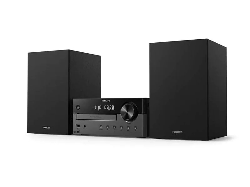 Philips Micro-HiFi Anlage TAM4505/12 Schwarz, Radio Tuner: DAB+, FM, Farbe: Schwarz, Lautsprecher Kategorie: Regallautsprecher, Ausstattung: Bluetooth, CD, USB, Verbindungsmöglichkeiten: 3,5 mm Klinke, Bluetooth, USB, System-Kompatibilität: Keine