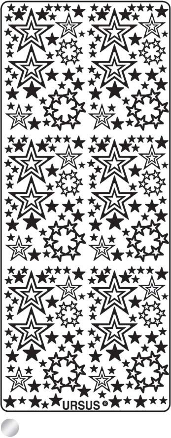 URSUS Kreativ Sticker 59110065 Sterne silber