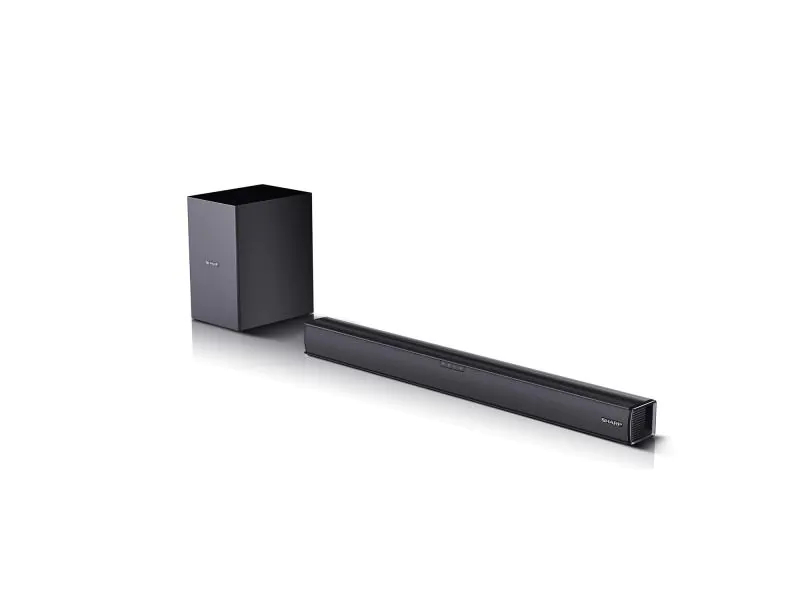 Sharp Soundbar HT-SBW182, Verbindungsmöglichkeiten: HDMI; Bluetooth; Toslink; 3,5 mm Klinke, Audiokanäle: 2.1, Farbe: Schwarz, Soundbar Typ: Soundbar mit kabellosem Subwoofer, Ausstattung: Bluetooth