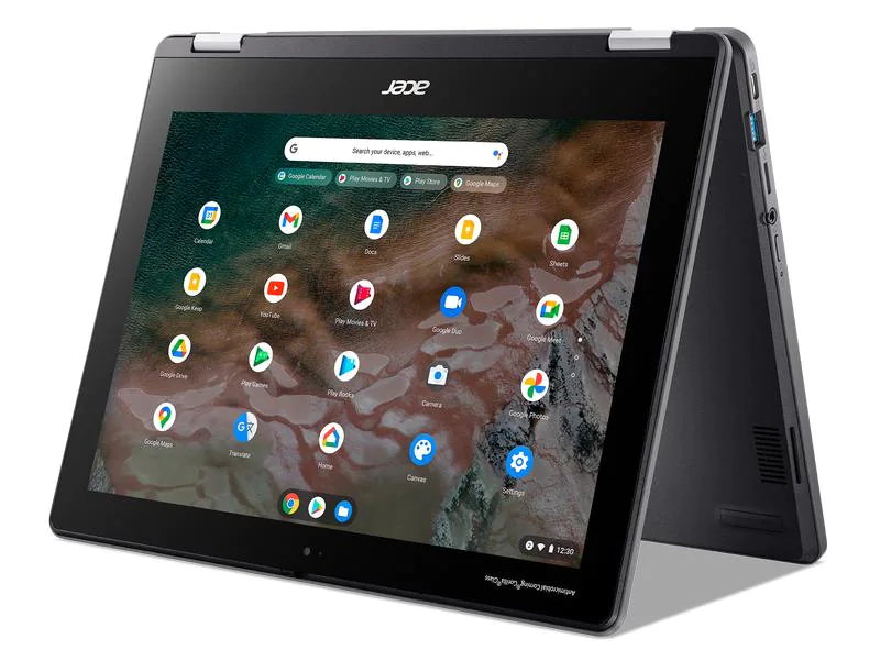 Acer Chromebook Spin 512 (R853TNA-C2PP), Prozessortyp: Intel Celeron N4500, Speicherkapazität Total: 64 GB, Verbauter Arbeitsspeicher: 8 GB, Betriebssystem: Chrome OS, Grafikkarte Modell: Intel UHD Graphics, Bildschirmdiagonale: 12 "