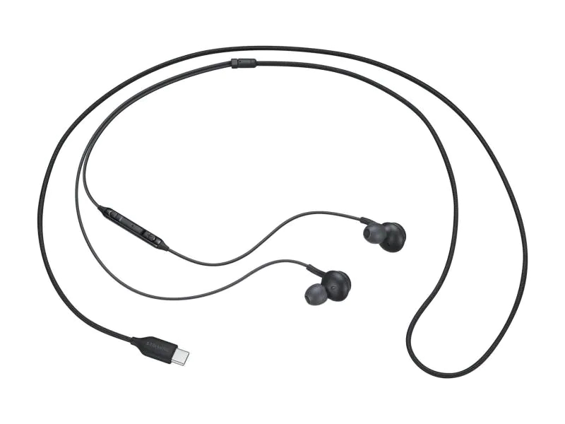 Samsung USB Type-C In-Ear-Kopfhörer EO-IC100, Verbindungsmöglichkeiten: USB Typ-C, Farbe: Schwarz, Impedanz: 32 ?, Kopfhörer Trageform: In-Ear, Kopfhörer Bauform: Halboffen, Einsatzbereich: Lifestyle, Kopfhörer Ausstattung: Inline-Fernbedienung; Anru