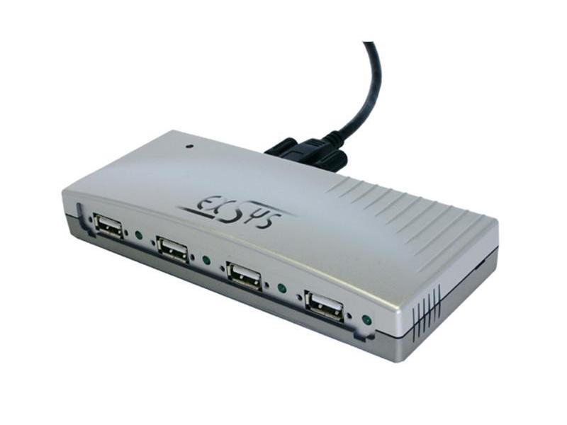 exSys EX-1163V, 4x USB 2.0, verschraubbar, inkl. Netzteil, silber