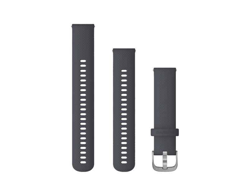 GARMIN Schnellwechsel-Armband 20 mm, Silikon, Farbe: Dunkelgrau, Silber