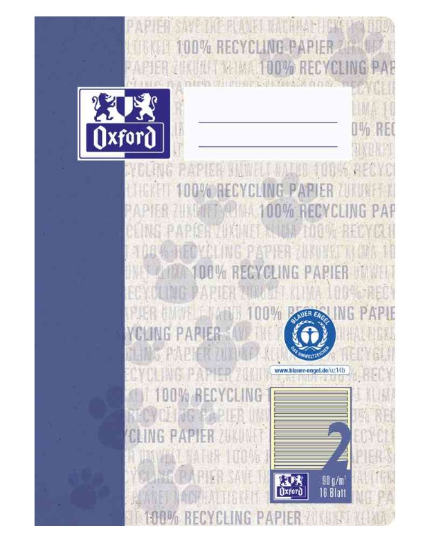 Oxford Schulheft "Recycling", DIN A5, 16 Blatt, Lineatur 2