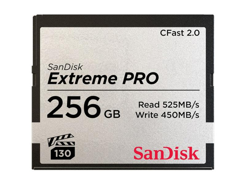 SanDisk CFast Card Extreme Pro 256GB, Speicherkapazität: 256 GB, Videogeschwindigkeit: VPG130