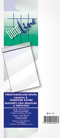 BÜROLINE Pressverschluss Beutel 50×75mm 421050 transparent 10 Stück