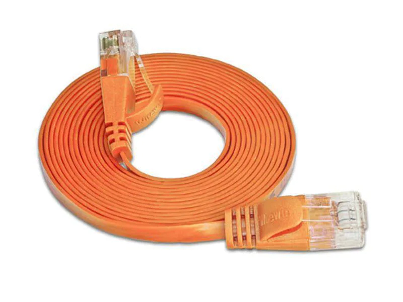 Wirewin Slimpatchkabel Cat 6, UTP, 1 m, Orange, Farbe: Orange, Form: Flach, Zusatzfunktionen: Mit Klinkenschutz, Längenaufdruck auf Stecker, Länge: 1 m, Anschlüsse LAN: RJ45 - RJ45, Produkttyp: Slimpatchkabel