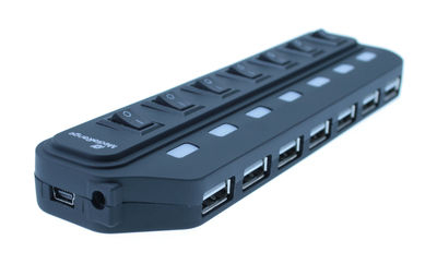 MediaRange USB 2.0 Hub 1:7 bus-powered, schwarz