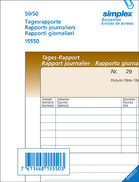 SIMPLEX Tages-Rapporte D/F/I A6 15551 braun/weiss 100x2 Blatt