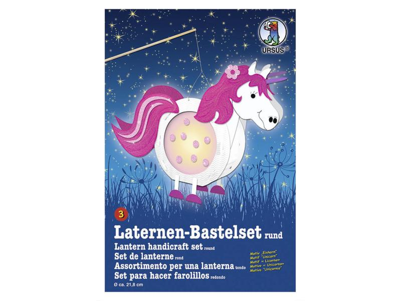 URSUS Laternen-Bastelset Einhorn, Motiv: Einhorn, Verpackungseinheit: 1 Stück, Farbe: Weiss, Pink