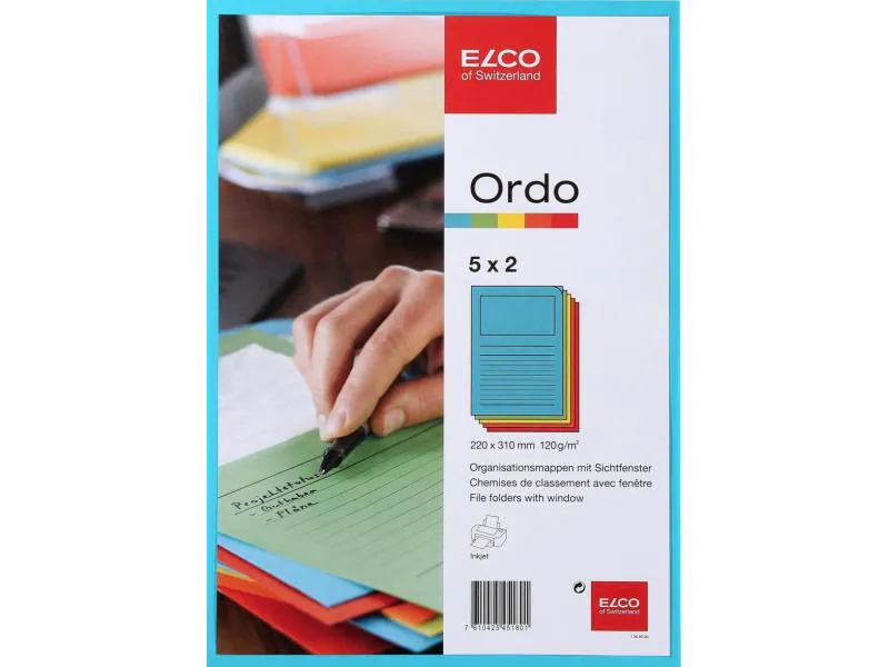 ELCO Organisationsmappen Ordo A4 73695.00 5-farbig, Fenster 10 Stück