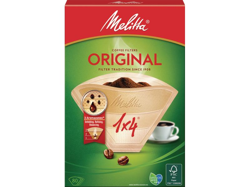 Melitta Filtertüte Original 1x4 80 Stück, Filtergrösse: 1x4, Filtergrösse: 1x4, Farbe: Braun, Verpackungseinheit: 80 Stück, ungebleicht/naturbraun, 100% kompostierbar