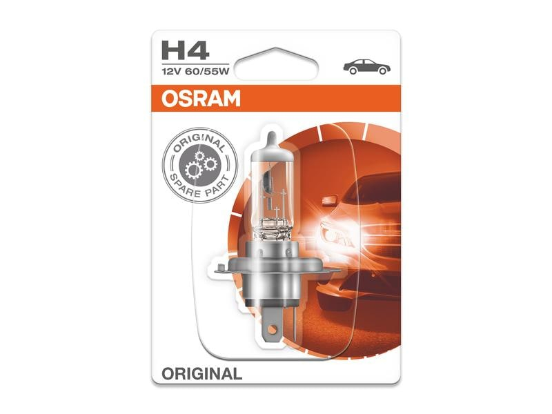 OSRAM Original Line H4 P43t PKW, Länge: 82 mm, Farbtemperatur: Neutralweiss, Leuchtmittel Technologie: Halogen, Leuchten Art: H4, Lampensockel: P43t, Set: Nein