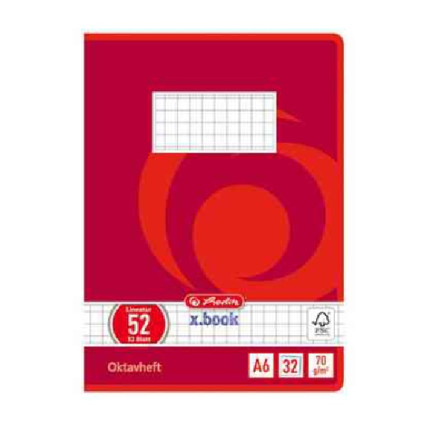 herlitz Oktavheft x.book, DIN A6, kariert, 70 g/qm, 60 Blatt