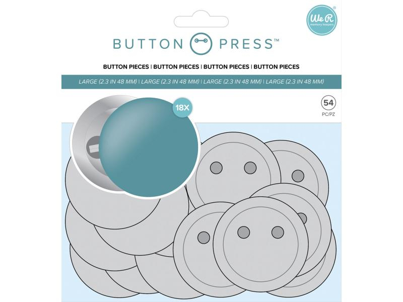 We R Memory Keepers Knöpfe Button Press Kit 5.8 cm, 18 Stück, Farbe: Silber