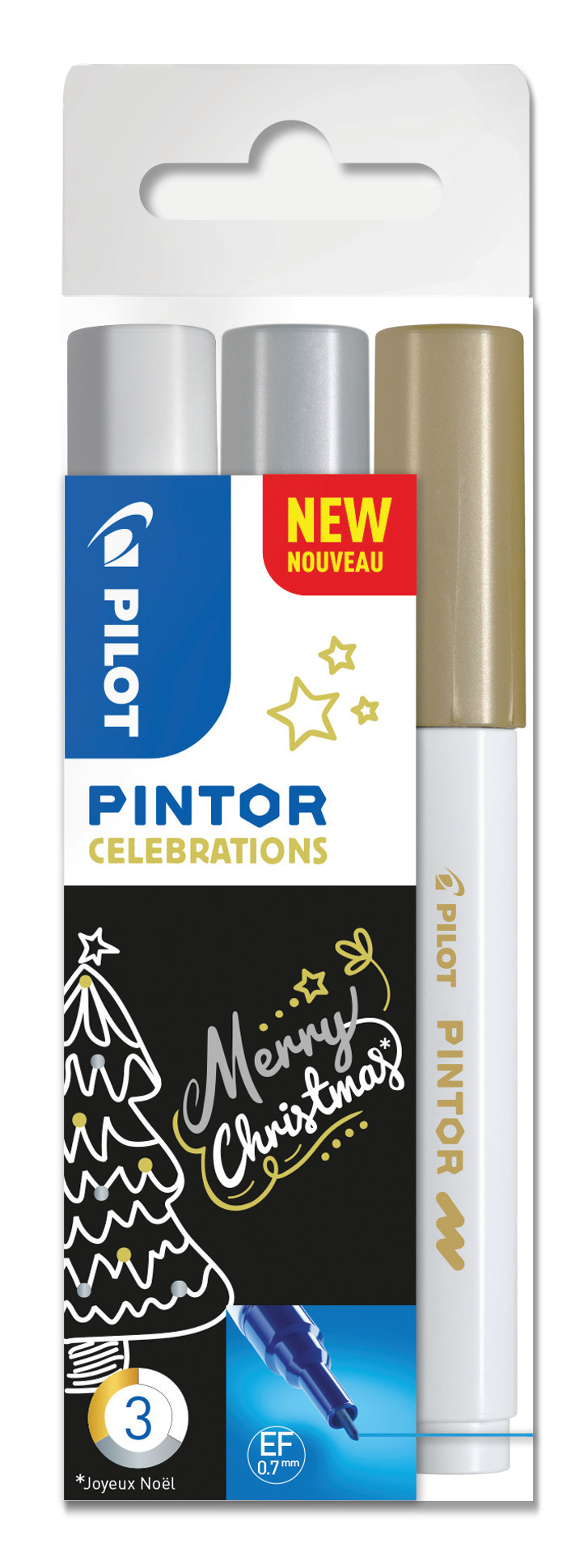 PILOT Marker Pintor X-MAS S3/0537526 gold, silber, weiss 3 Stück