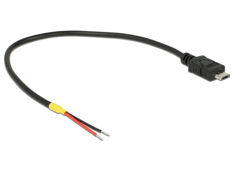 Delock USB-Stromkabel Micro-B - offene Kabel, 15cm, Kabeltyp: Stromkabel, Farbe: Schwarz, USB Standard: 2.0 (480 Mbps), Länge: 0.15 m, USB Anschluss 2 (Endgerät): Offen, Geschlecht Anschluss 2 (Endgerät): Male (Stecker)