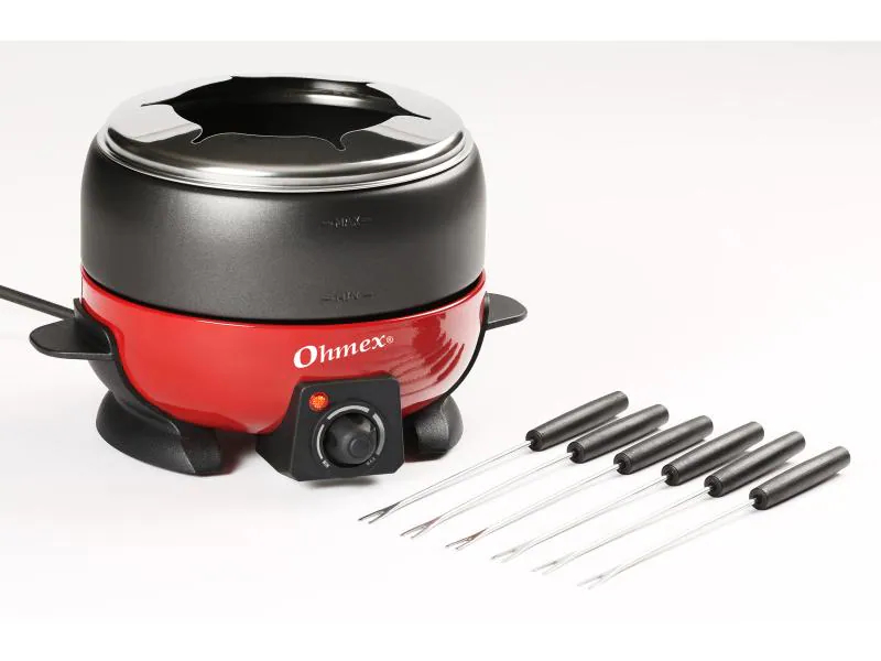 OHMEX Fleischfondue-Set 1000G 7 Teile, Rot/Schwarz