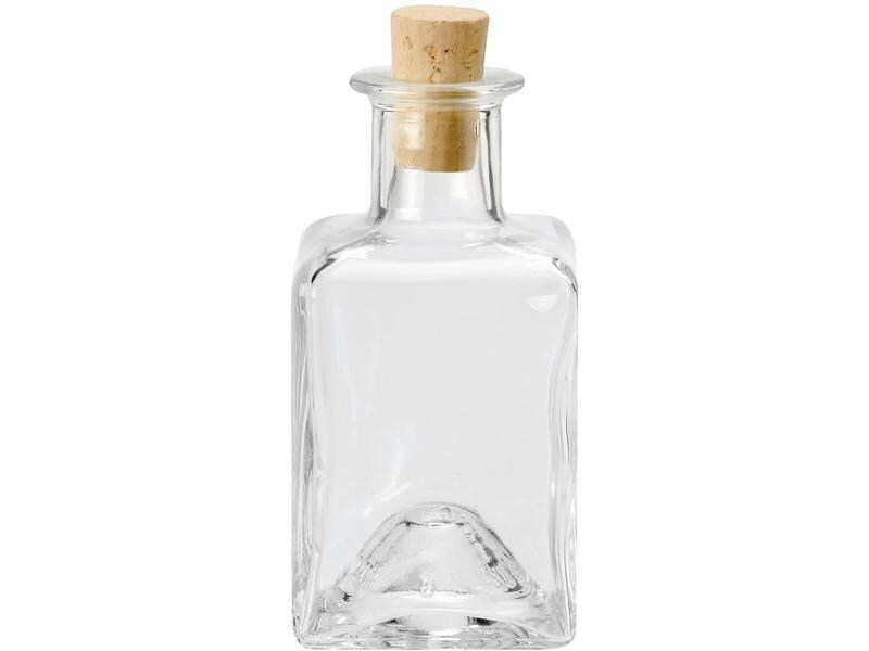 Glorex Glasflasche Quadratisch, 200 ml, Verpackungseinheit: 1 Stück, Material: Glas, Detailfarbe: Transparent