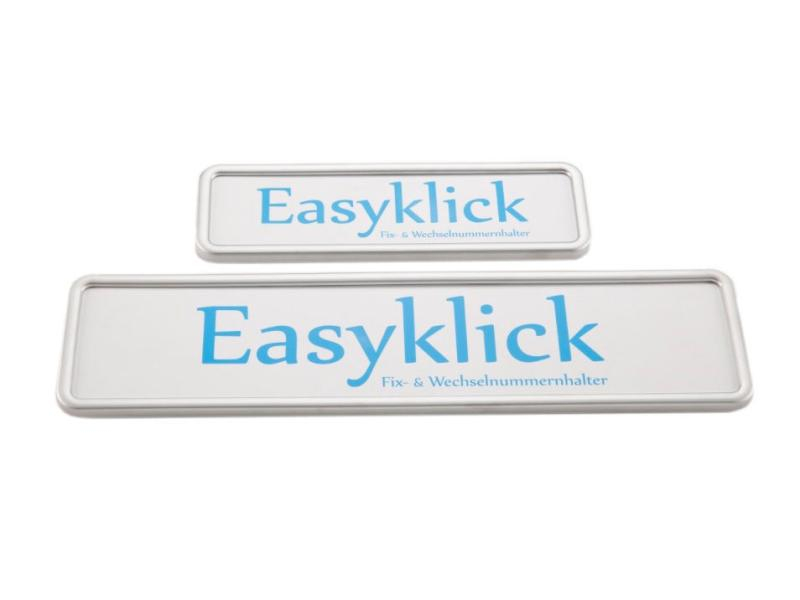 EASYKLICK Kennzeichenhalterset lang, Chrom, Material: ABS, Format: Langformat, System: Klicksystem, Wechselsystem