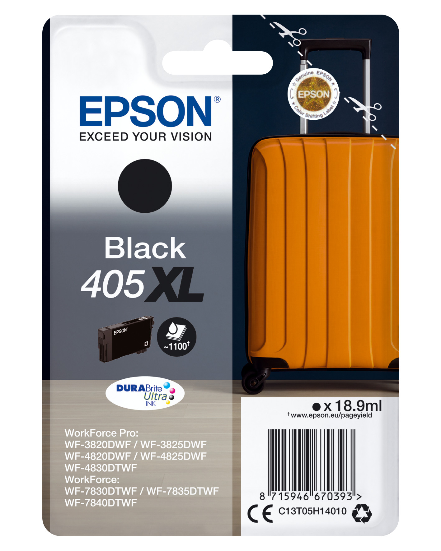 EPSON Tintenpatrone 405 schwarz T05G14010 WF-7830DTWF 350 Seiten