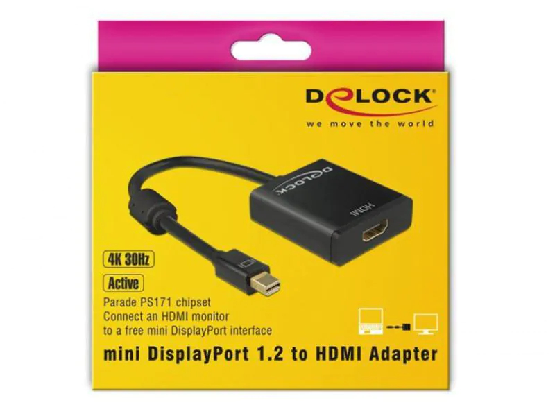 DeLock Konverter Mini-DisplayPort - HDMI, Typ: Konverter, Videoanschluss Seite A: Mini-DisplayPort, Videoanschluss Seite B: HDMI