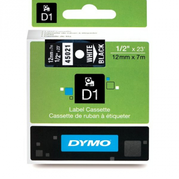 DYMO D1 Schriftbandkassette weiß/schwarz, 12 mm x 7 m