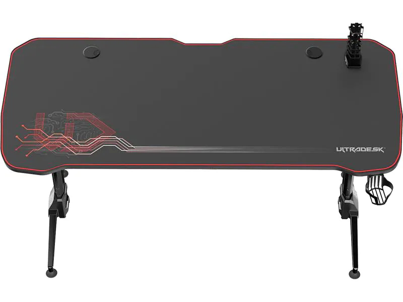 Ultradesk Gaming Tisch Grand Rot, Beleuchtung: Nein, Höhenverstellbar: Ja, Detailfarbe: Rot, Material: Stahl