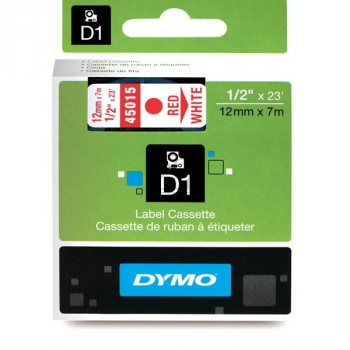 DYMO D1 Schriftbandkassette rot/weiß, 12 mm x 7 m