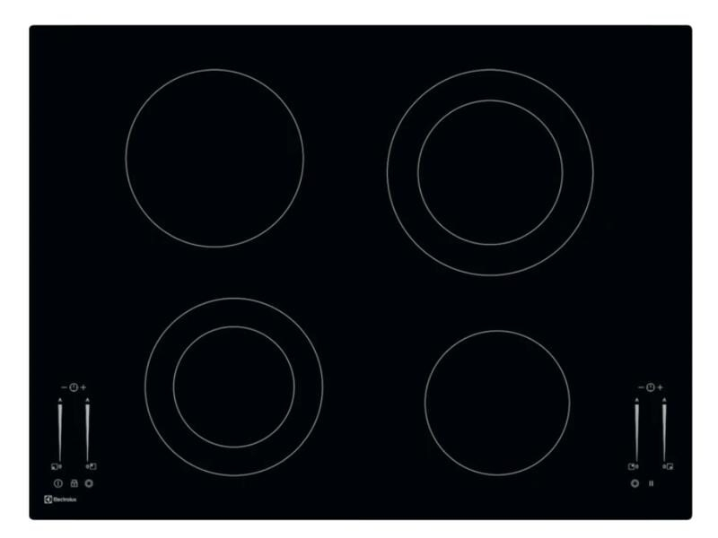 Electrolux Glaskeramik-Kochfeld GK58YCN Aufliegend, Kochfeldtyp: Glaskeramik, Bedienungsart: Elektronisch, Anzahl Herdplatten: 4, Rahmenart: Aufliegend, Eingangsspannung: 230 V, Tiefe: 50.6 cm