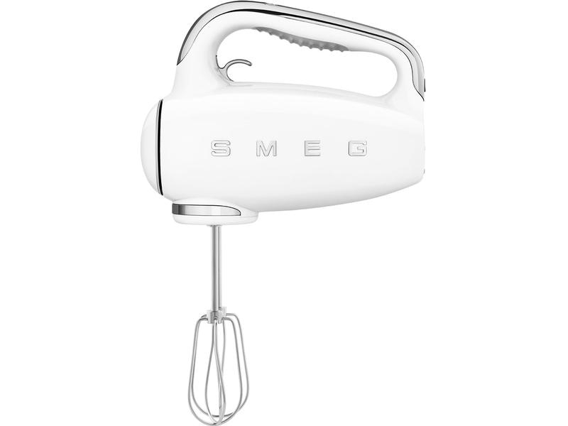 SMEG Handmixer 50's Style HMF01BLEU Weiss, Motorleistung: 250 W, Funktionen: Aufschäumen, Rühren, Mixen, Kneten, LED-Display, Anzahl Betriebsstufen: 9, Detailfarbe: Weiss