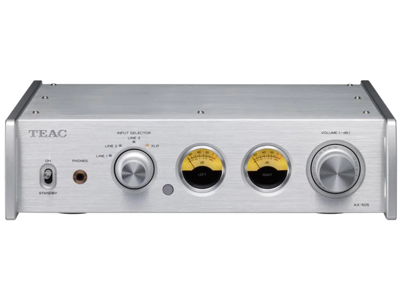 TEAC Stereo-Verstärker AX-505-S Silber, Leistung pro Kanal: 115W (4 ohms, 1kHz, THD 0.8%), Farbe: Silber, Leistung pro Kanal: 115 W, Ausstattung: Fernbedienung, Audioausgänge: 3,5-mm-Klinke, Audioeingänge: XLR; Cinch