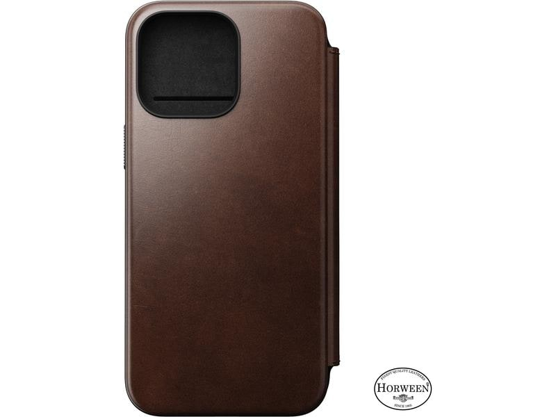 Nomad Modern Horween Leather Folio iPhone 15 Pro Max Rostbraun