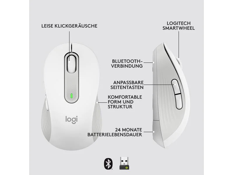 Logitech Maus Signature M650 L for Business Weiss