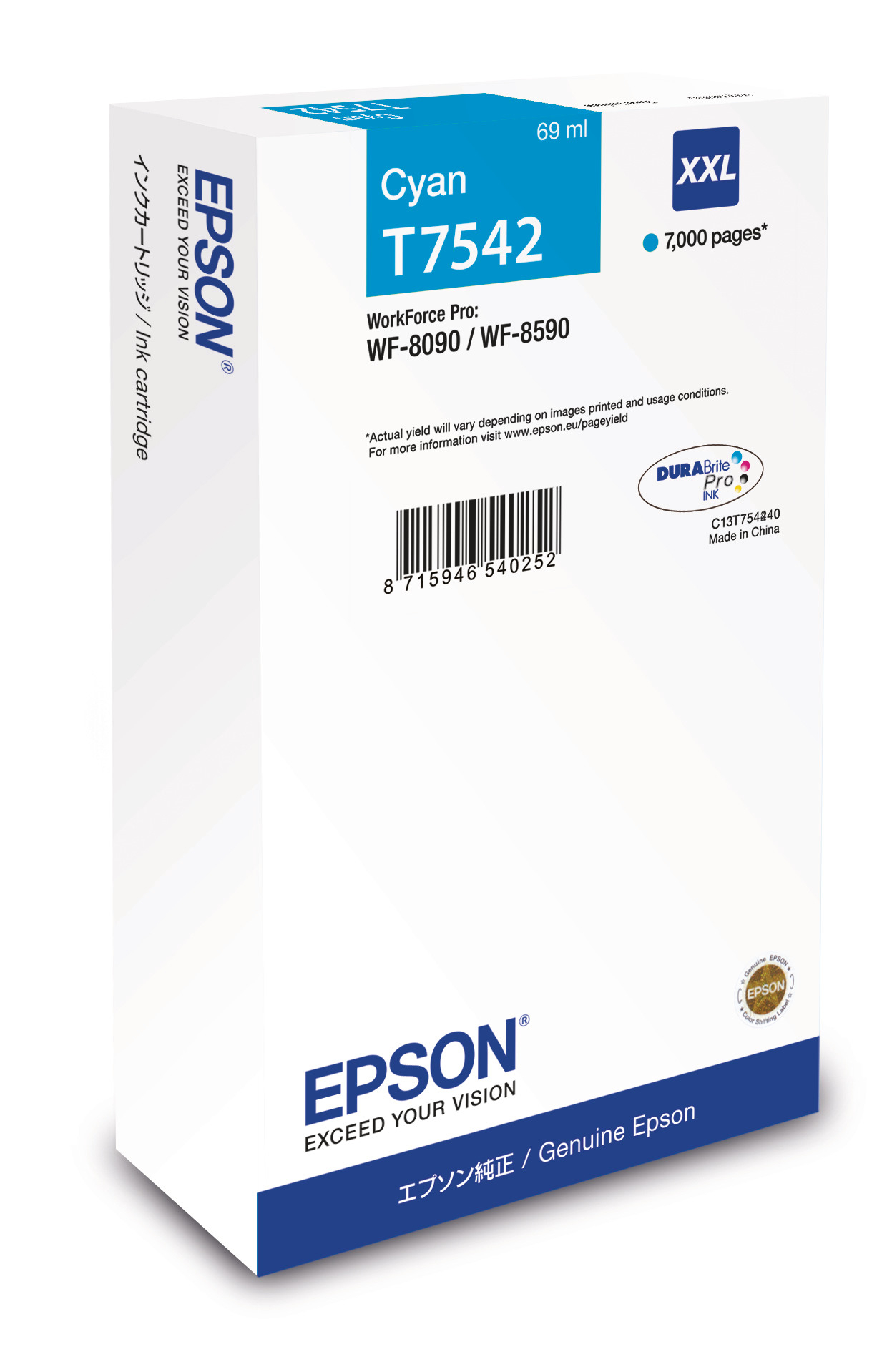 EPSON Tintenpatrone XXL cyan T754240 WF 8090/8590 7000 Seiten