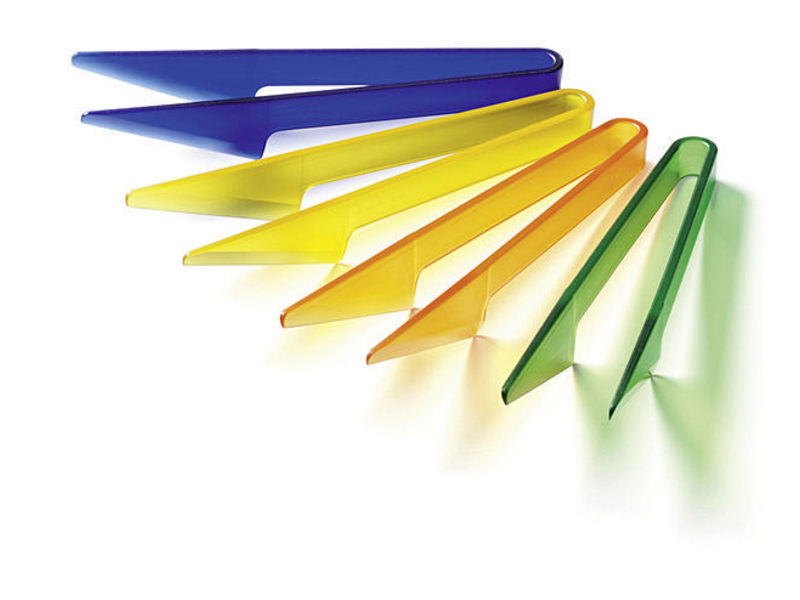 Stöckli Raclette-Zangenspachtel & Grillzange, Bunt, 4 Stück, Farbe: Blau; Gelb; Orange; Grün, Verpackungseinheit: 4 Stück, Hitzebeständig bis 190°C