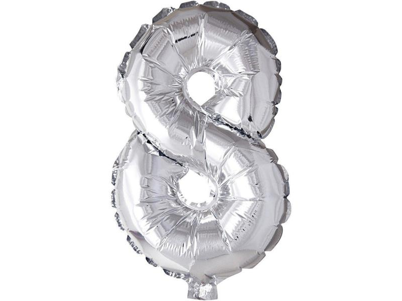 Creativ Company Folienballon 8 Silber, Packungsgrösse: 1 Stück, Grösse: 41 cm, Motiv: Zahlen, Produkttyp: Folienballon, Material: Folie, Farbe: Silber