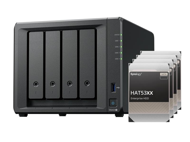 Synology NAS DiskStation DS423+ 4-bay Synology Enterprise HDD 16 TB, Anzahl Laufwerkschächte: 4, Speicherkapazität: 16 TB, Arbeitsspeicher erweiterbar: Ja, Schnittstellen: SATA, RAID: Ja, Hot-Swap Unterstützung: Ja