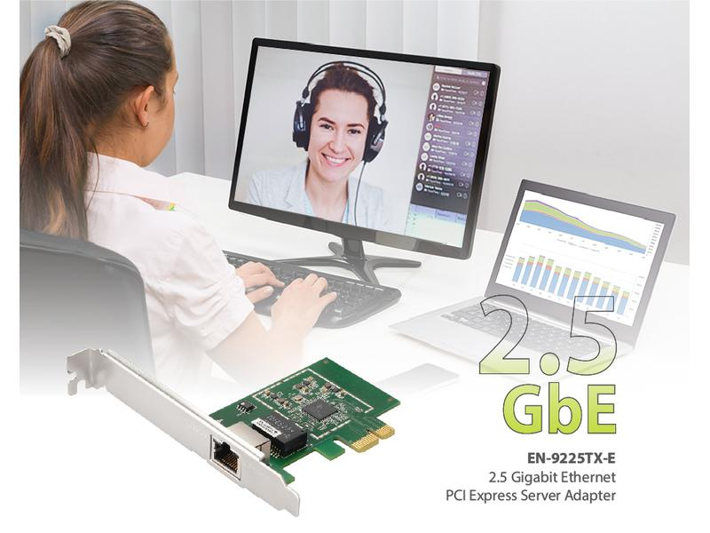 Edimax Netzwerkkarte EN-9225TX-E, 2.5Gbps PCI-Express x1, Schnittstellen: RJ-45 (Ethernet), Schnittstellengeschwindigkeit: 2.5 Gbit/s, Formfaktor: Low-Profile, Full-Height, Anwendungsbereich: Home, Business, Anschlussart: PCI-Express x1