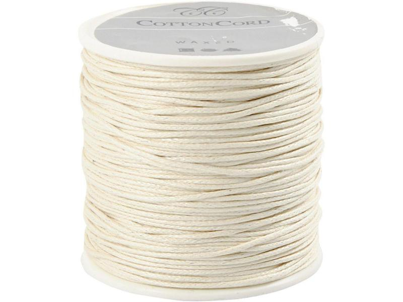 Creativ Company Baumwollband 1 mm gewachst, Länge: 40 m, Durchmesser: 1 mm, Farbe: Crème, Schmuckband-Art: Baumwollband