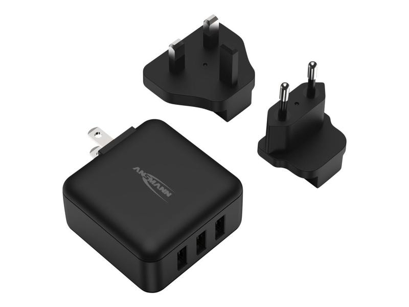 Ansmann USB-Wandladegerät Travel Charger TC315 3x USB-A, 15 W, Ladeport Output: 5V/3A, Detailfarbe: Schwarz, USB Ladeanschluss: 3