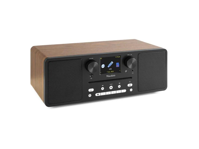 Audizio Internet Radio Naples Braun, Radio Tuner: Internetradio, FM, DAB+, Stromversorgung: Netzbetrieb, Detailfarbe: Braun, Ausstattung: LC-Display, Fernbedienung, USB, FM Radio, Micro-SD-Slot, Weckfunktion, Bedientasten, Lautstärkeregler, Bluetooth, Ko