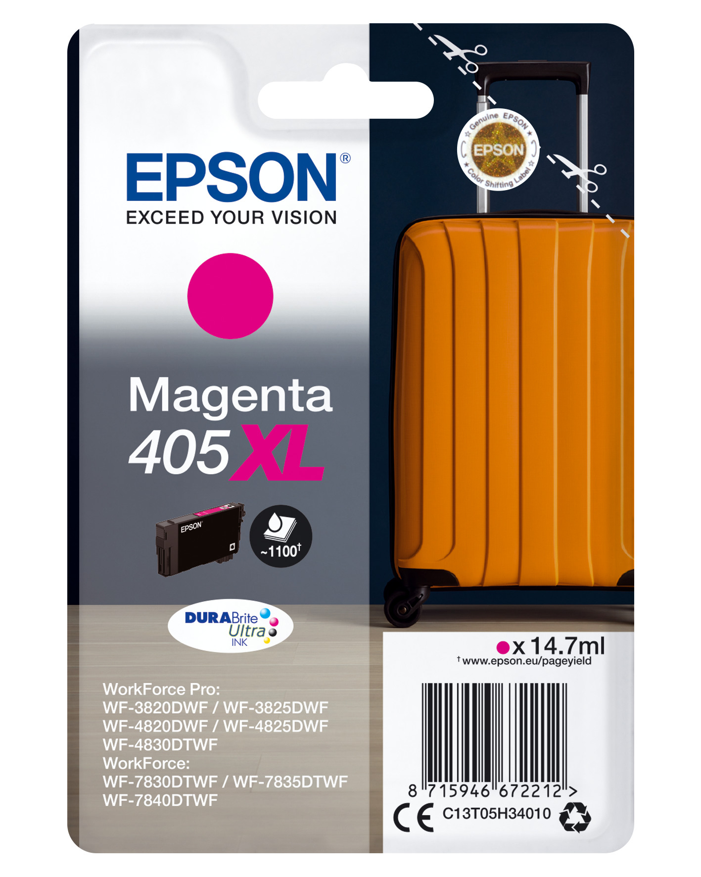 EPSON Tintenpatrone 405XL magenta T05H34010 WF-7830DTWF 1100 Seiten